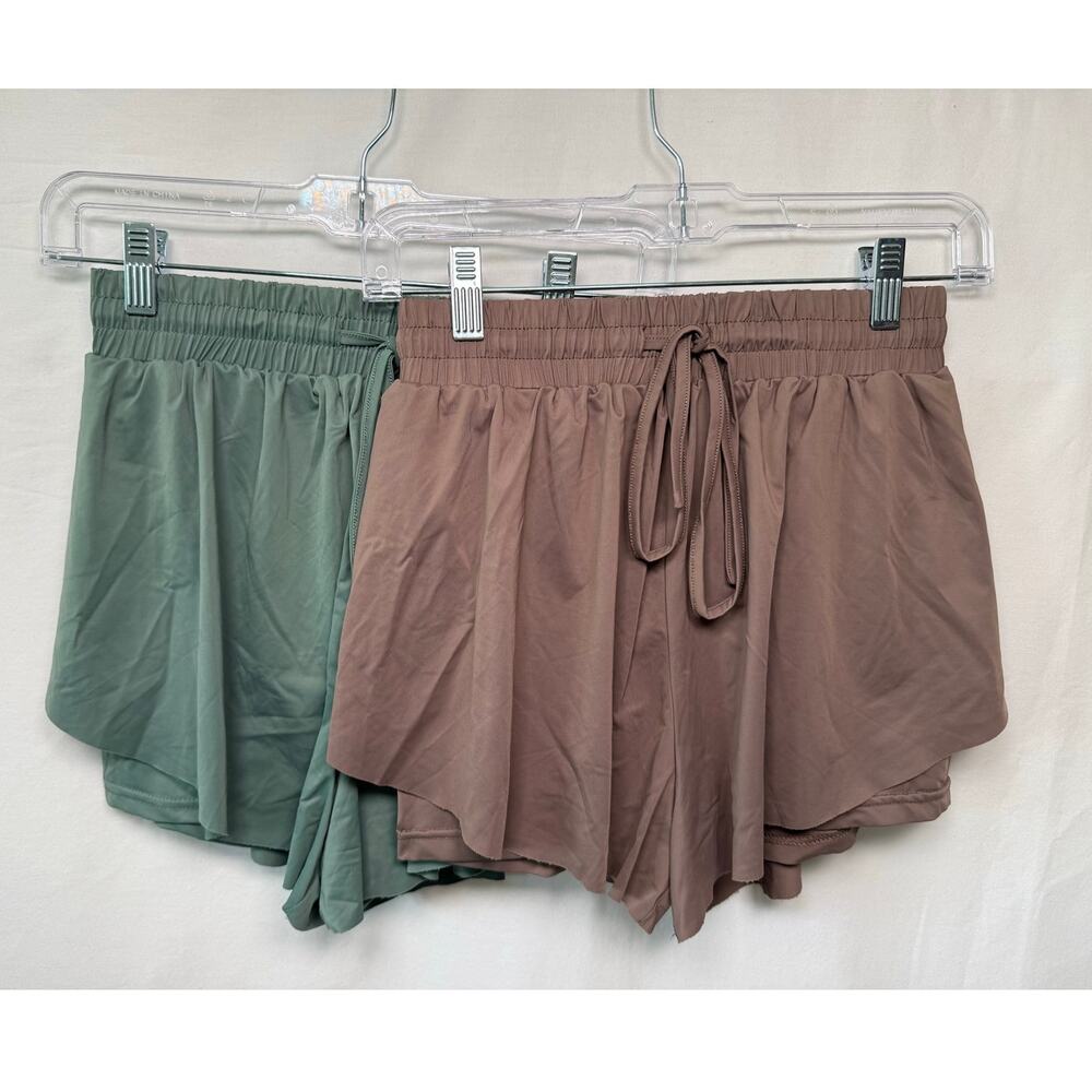 Alter'd State Flowy Double Layer Drawstring Athletic Shorts, Bundle of 2, Small